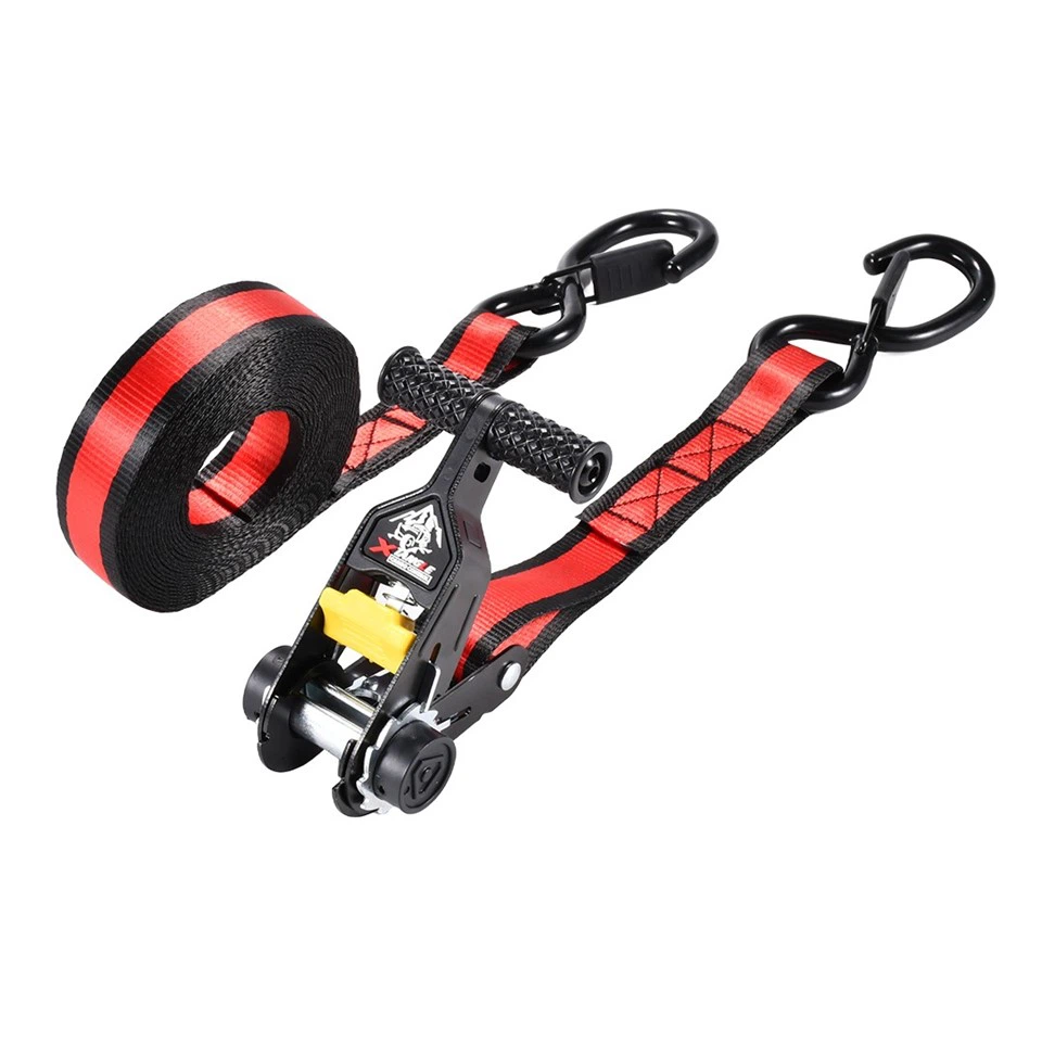 1'' Spin Free Ratchet Strap With Locking Rubber-coated S-hooks