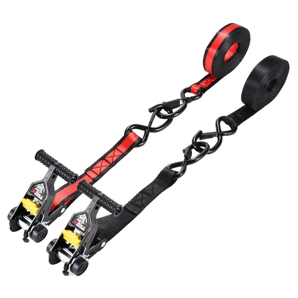 1'' Spin Free Ratchet Strap With Locking Rubber-coated S-hooks