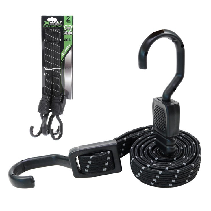 2 Pk 36'' Adjustable Rubber Luggage Strap Elastic Cord Gear Tie Hook Flat Bungee