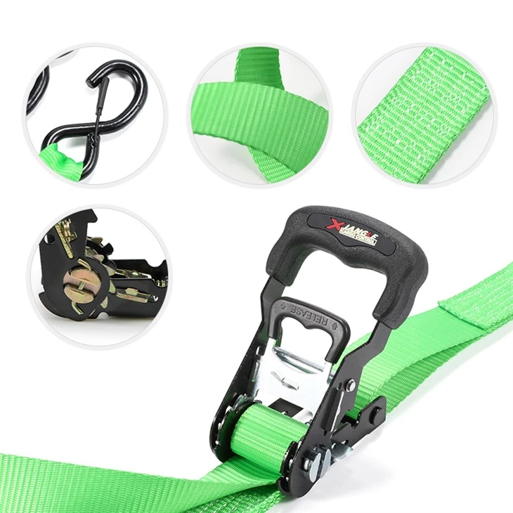 Heavy Duty 1.5 Inch Ratchet Straps With Rubber Handle